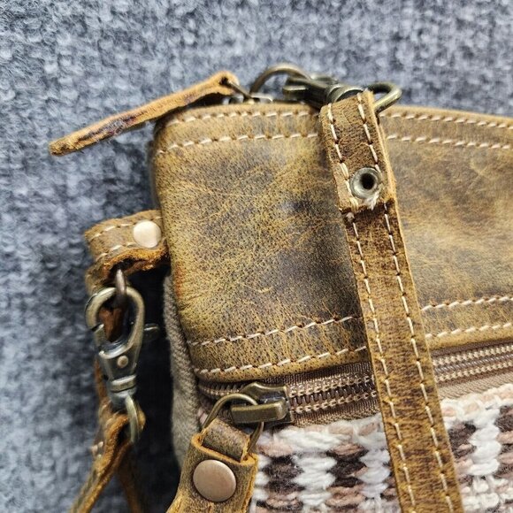 Myra Bag Contentment Small Crossbody Bag Upcycled Canvas Leather & Rug Western - Picture 3 of 14